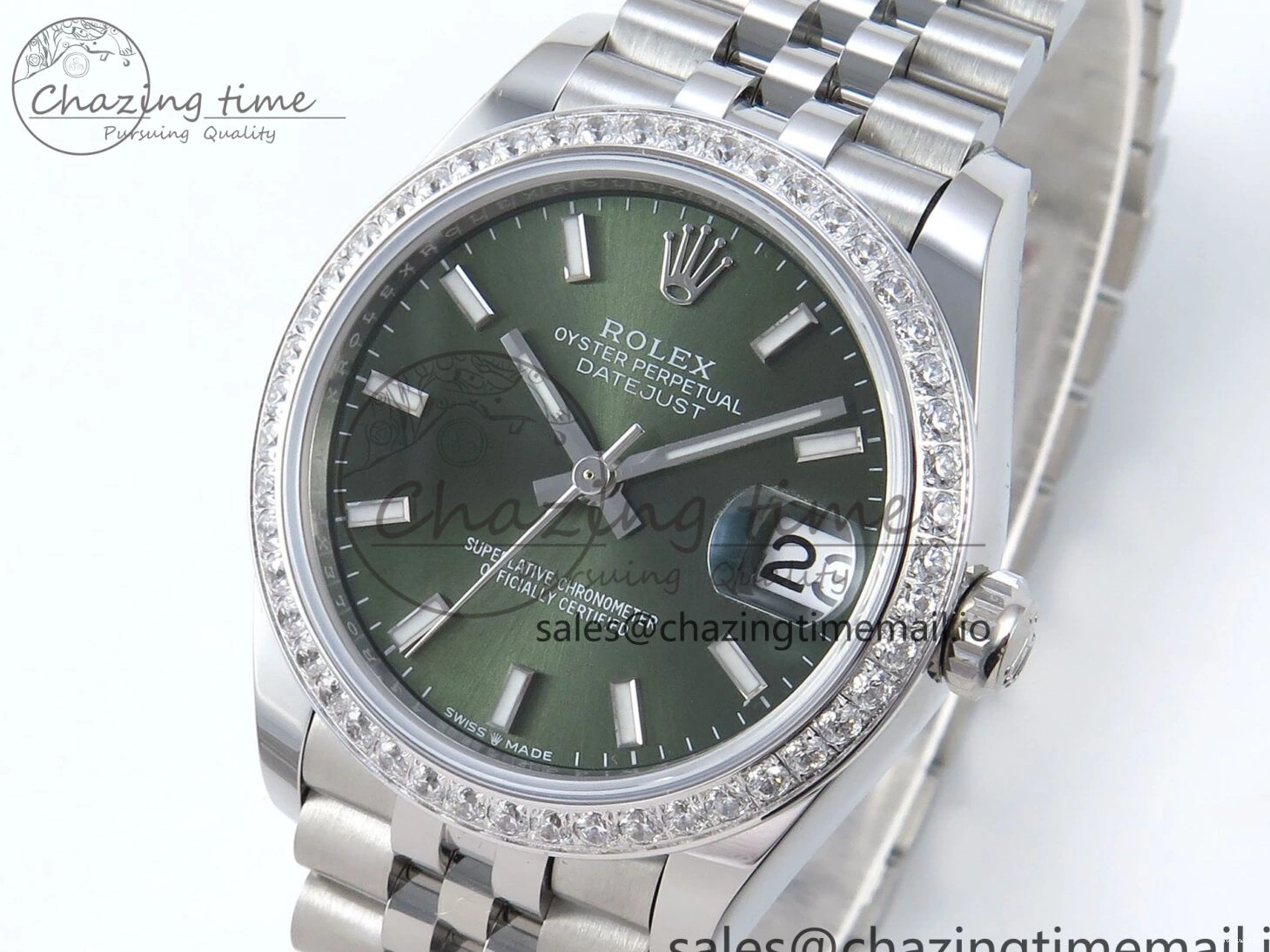 Diamonds Edition ARF Jubilee 278384RBR 904L ETA DateJust SS Bracelet on Stick Best 1:1 2688 Steel Green 31 Dial Bezel 0110